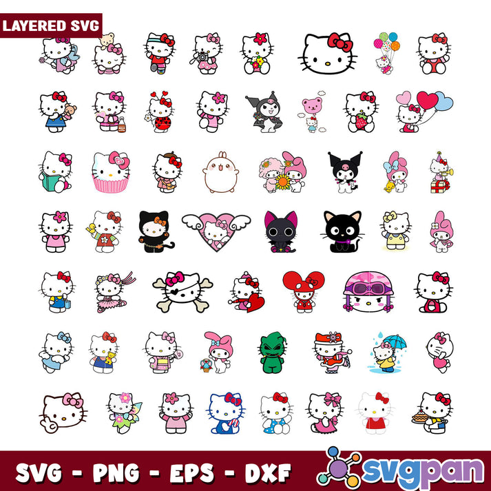 Layered Hello Kitty SVG Bundle – svgpan