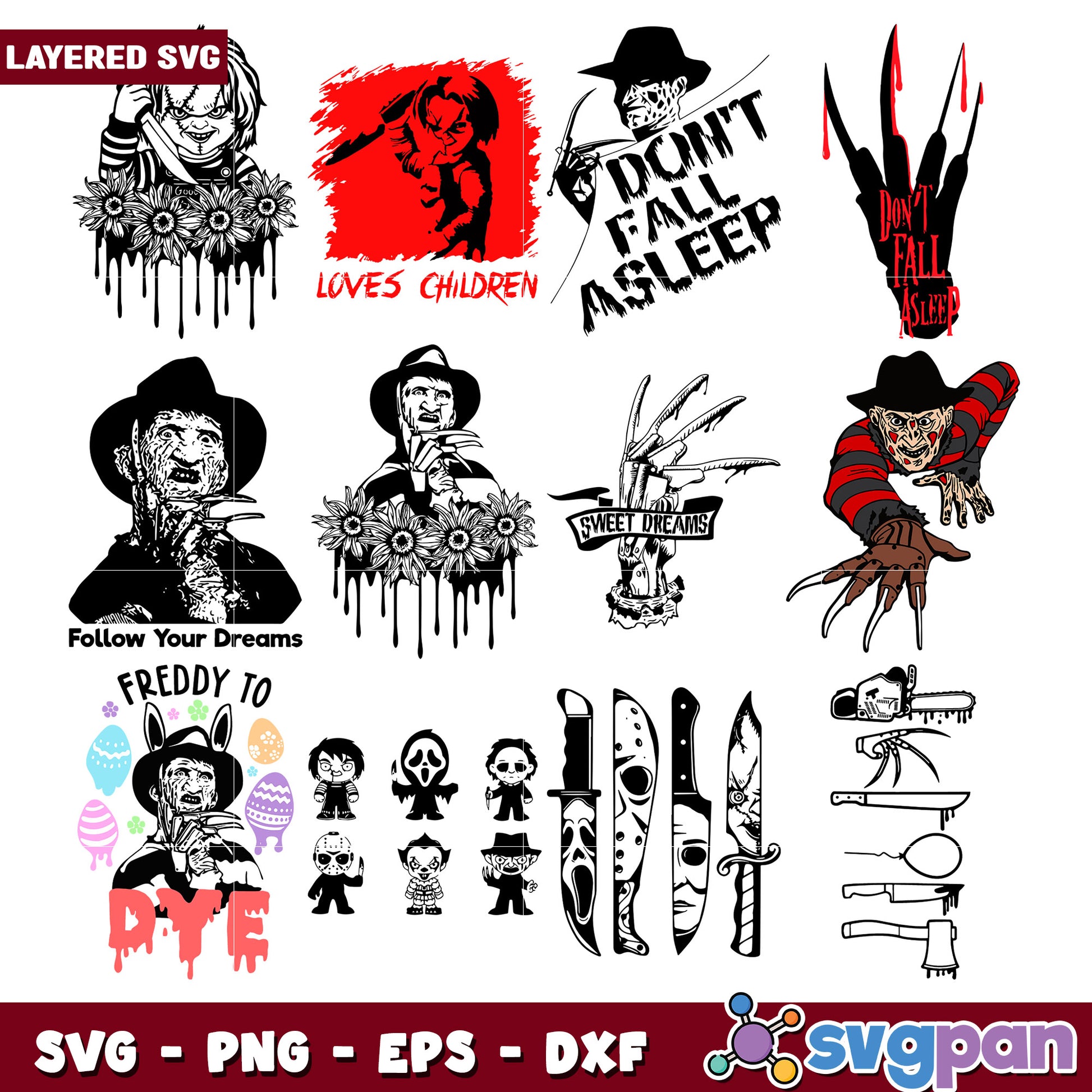Layered Horror Character SVG Bundle for Crafting