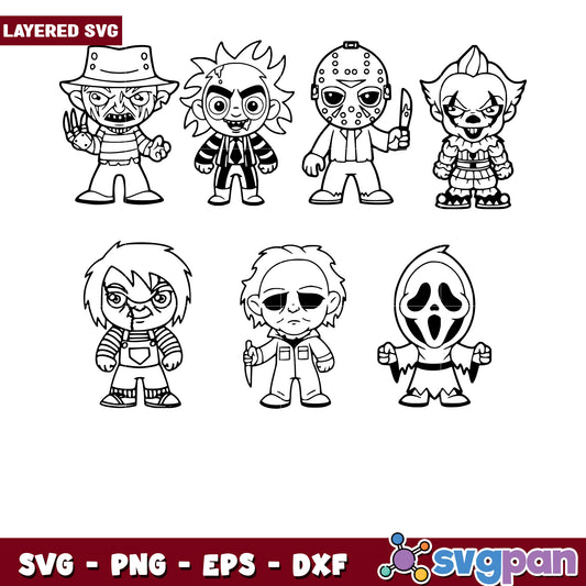 Layered Horror Movie Characters SVG Bundle