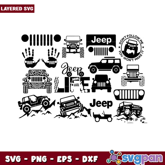 Layered Jeep SVG Collection, unique designs for enthusiasts and adventurers