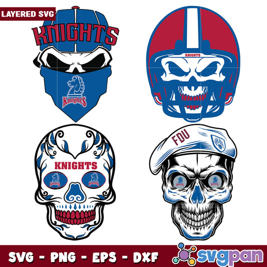 Layered Knights Skull SVG Bundle