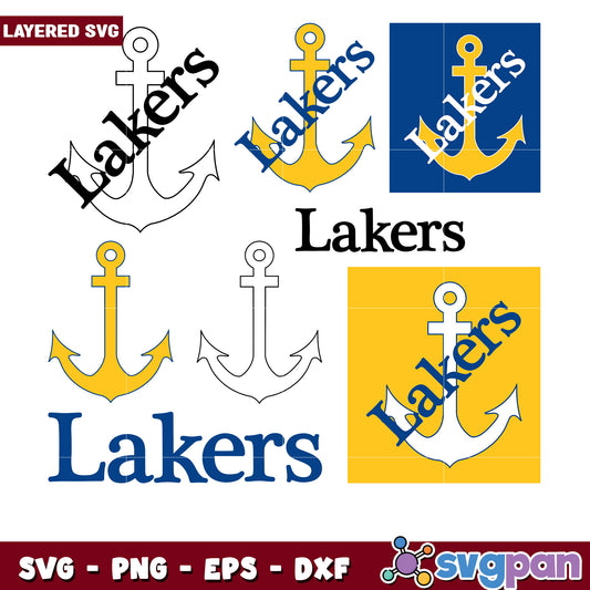 Layered Lakers Anchor SVG Bundle