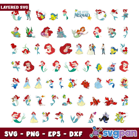 Layered Little Mermaid SVG Bundle