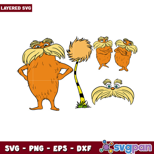 Layered Lorax SVG Design for Crafts, Ideal for Printing and Cutting