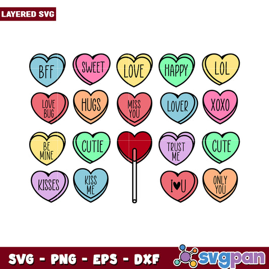 Layered Love Hearts SVG Design for Crafts and DIY Projects, Perfect Valentine Gifts and Decorations