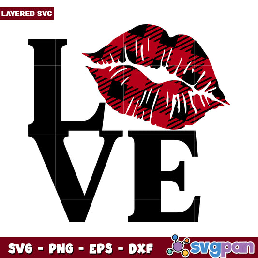 Layered Love SVG with Kiss Marks, Perfect for Crafts and Decor