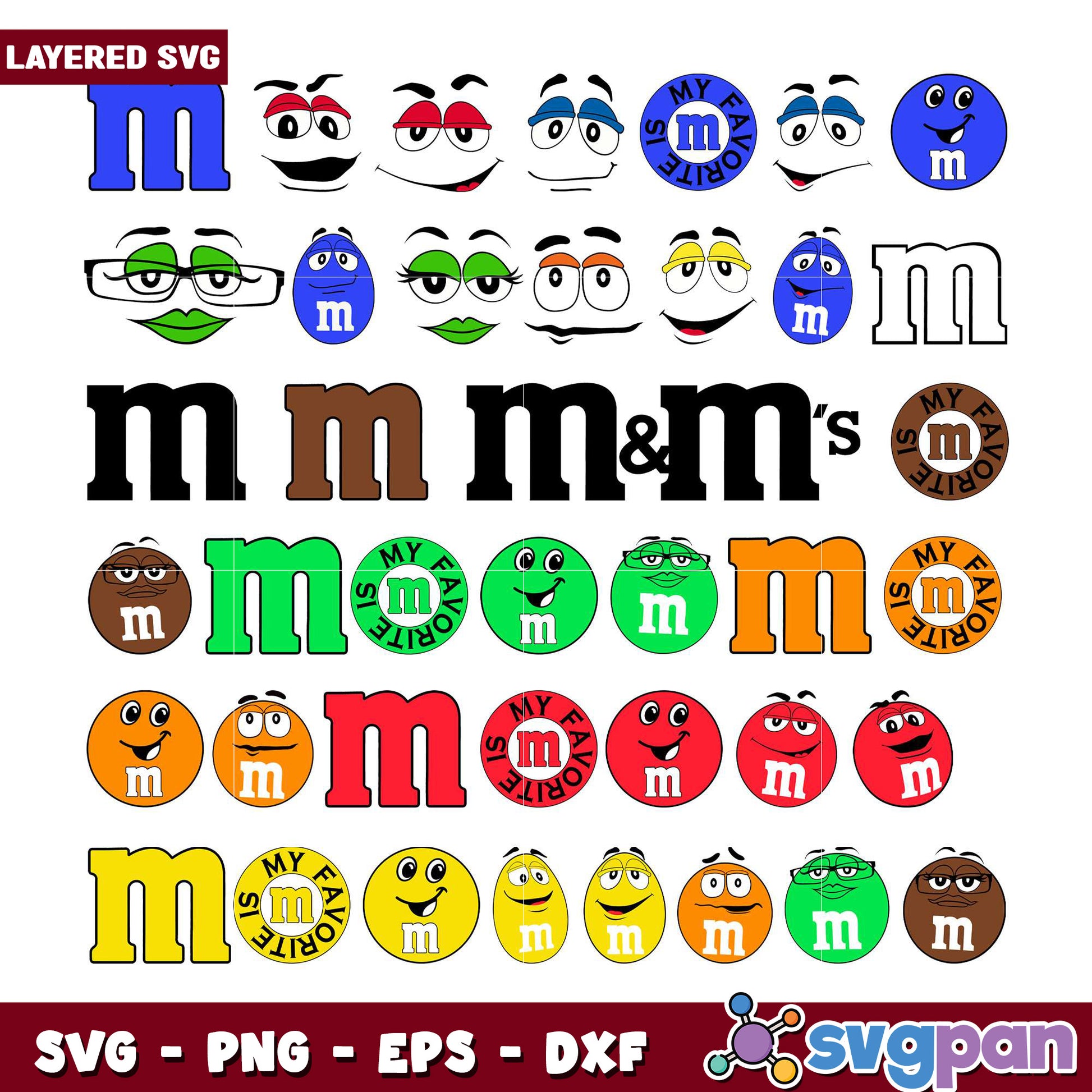 Layered M&M SVG Bundle