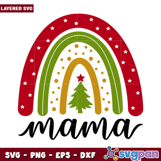 Layered Mama Rainbow SVG Design, perfect for festive crafts and decor