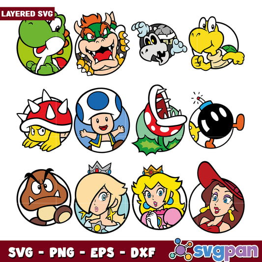 Layered Mario Characters SVG Bundle