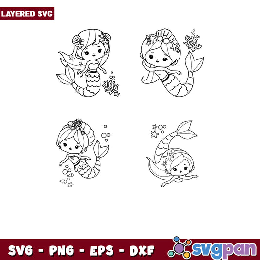 Layered Mermaid SVG Bundle