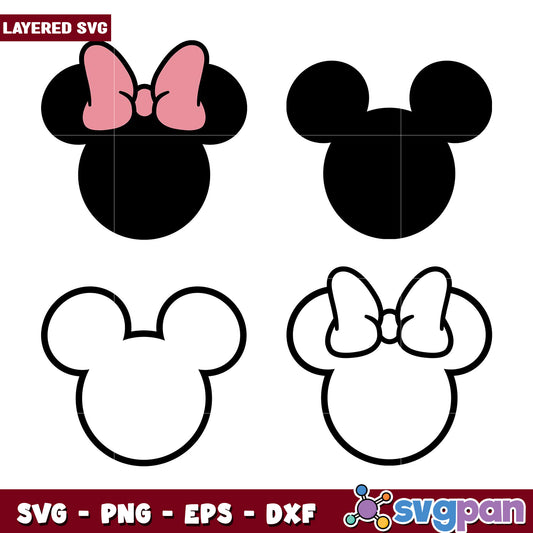 Layered Mickey Minnie Mouse SVG Bundle