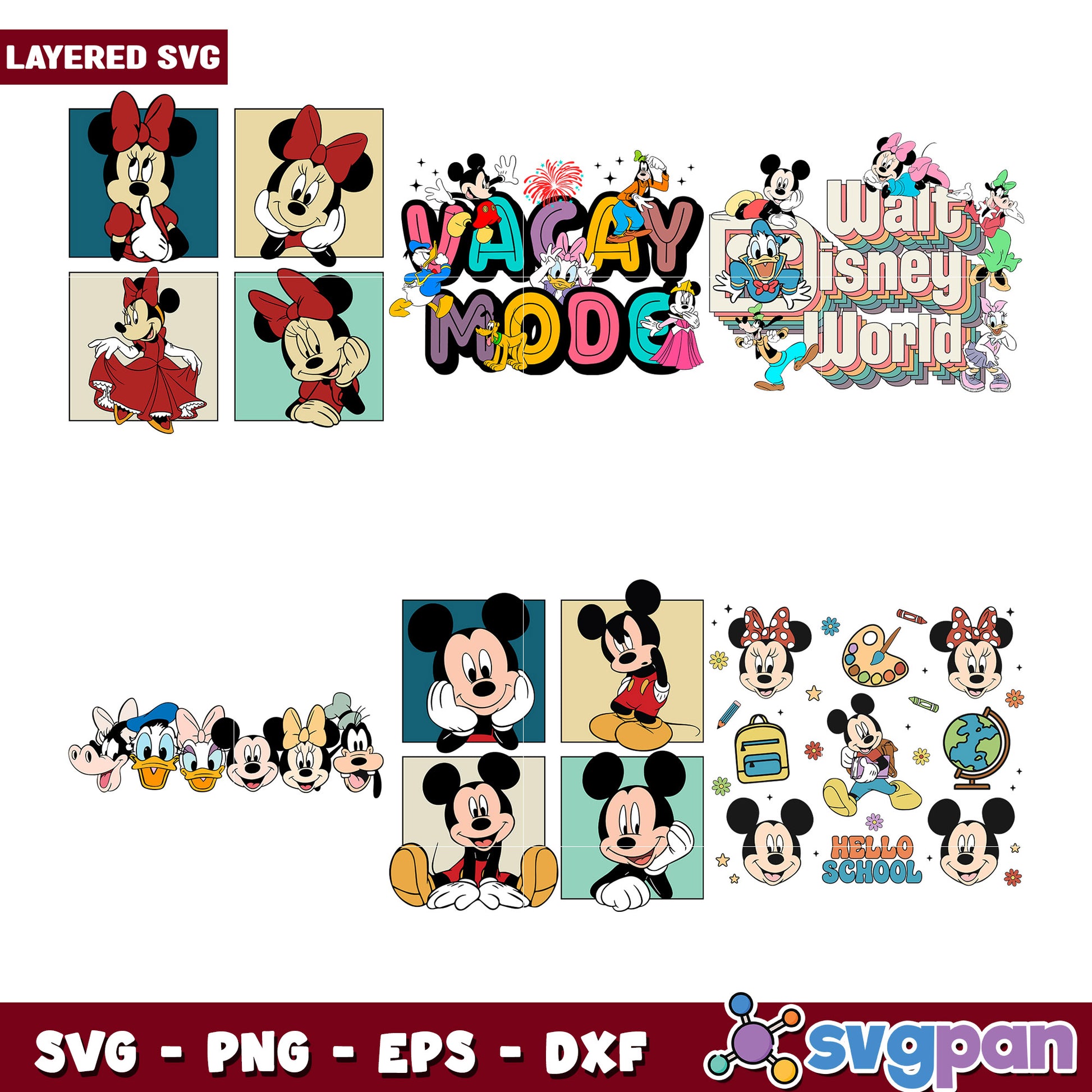 Layered Mickey Minnie SVG Bundle