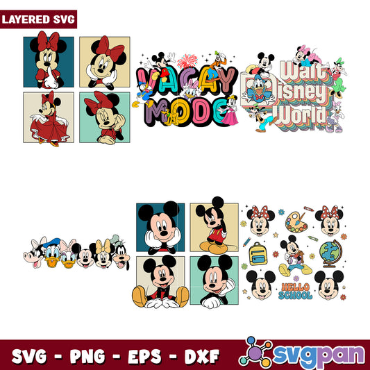 Layered Mickey Minnie SVG Bundle