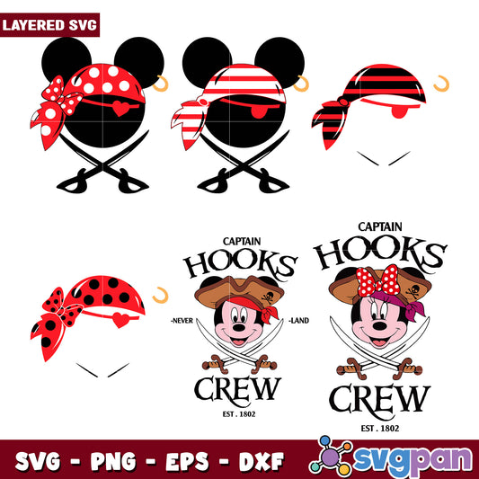 Layered Mickey Mouse Pirate SVG Bundle