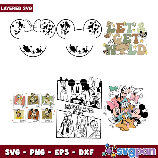 Layered Mickey Mouse Safari SVG Bundle