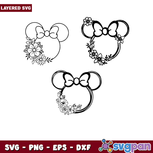Layered Minnie Mouse Floral SVG Bundle