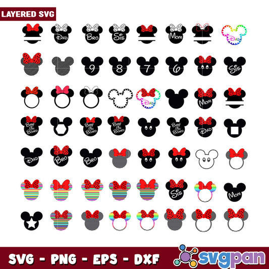 Layered Minnie Mouse SVG Bundle