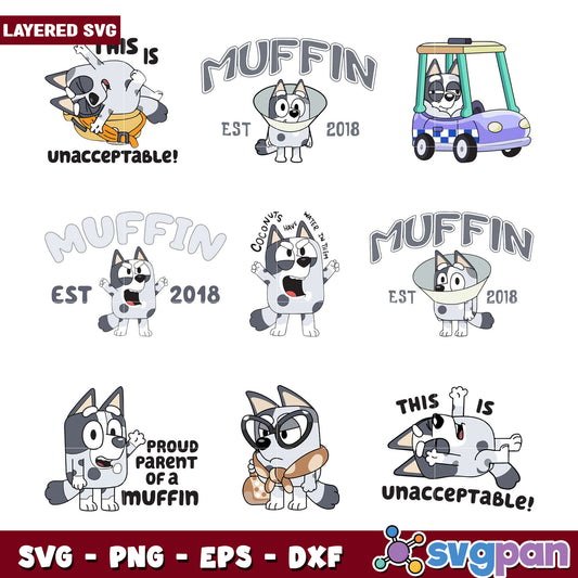 Layered Muffin Dog SVG Bundle