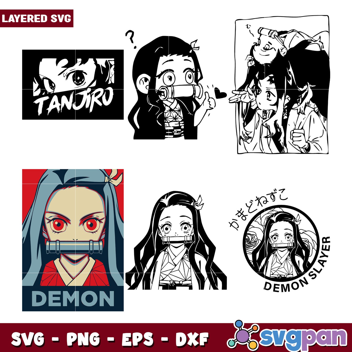 Layered Nezuko Demon Slayer SVG Bundle