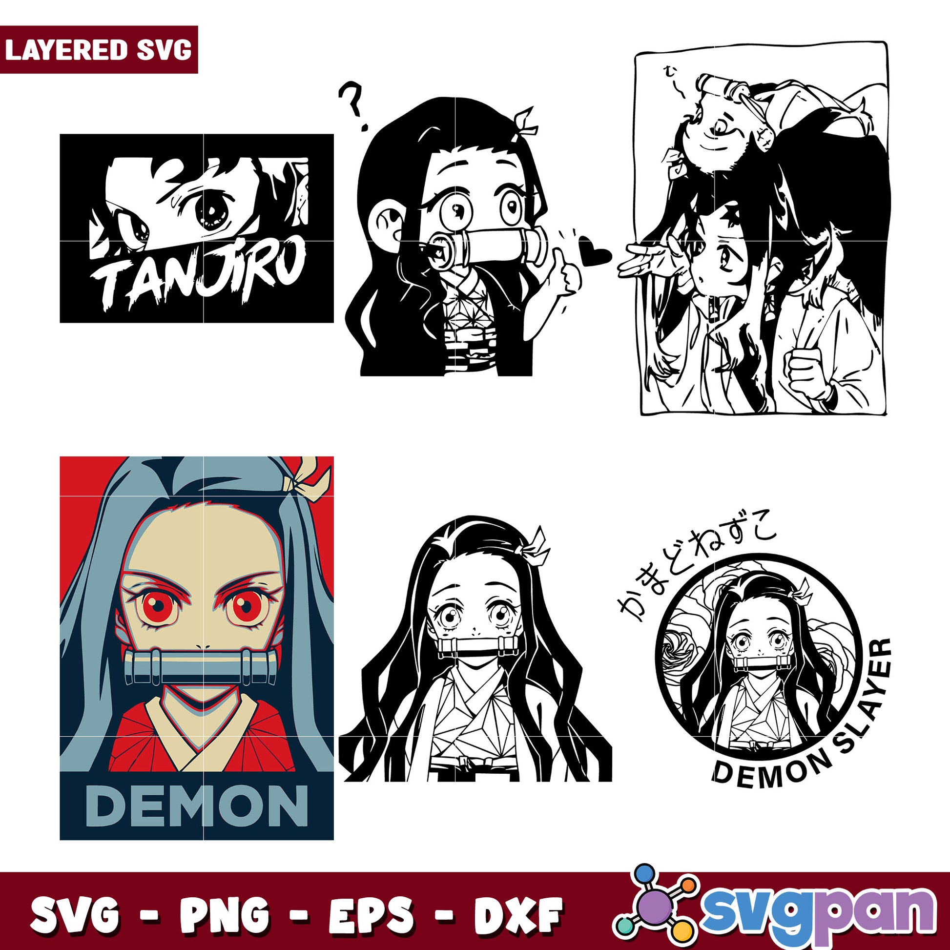 Layered Nezuko Demon Slayer SVG Bundle
