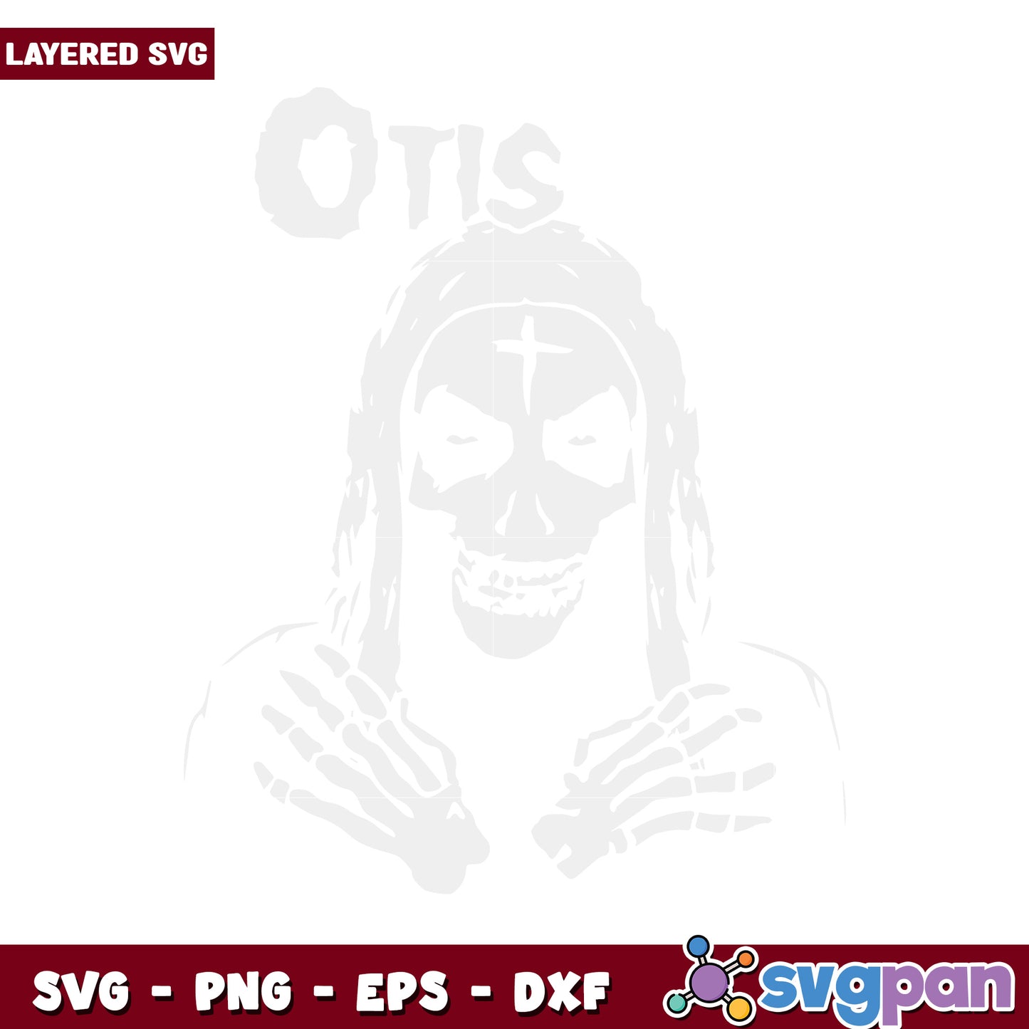 Layered Otis Skull SVG Design for Creative Projects, Unique Art Style