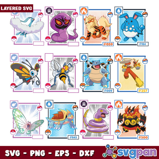 Layered Pokemon SVG Bundle