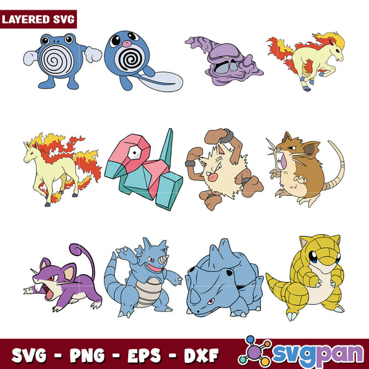 Layered Pokemon SVG Bundle for Crafting Projects