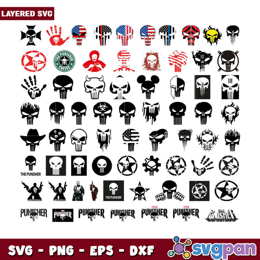 Layered Punisher Bundle SVG Graphics Collection