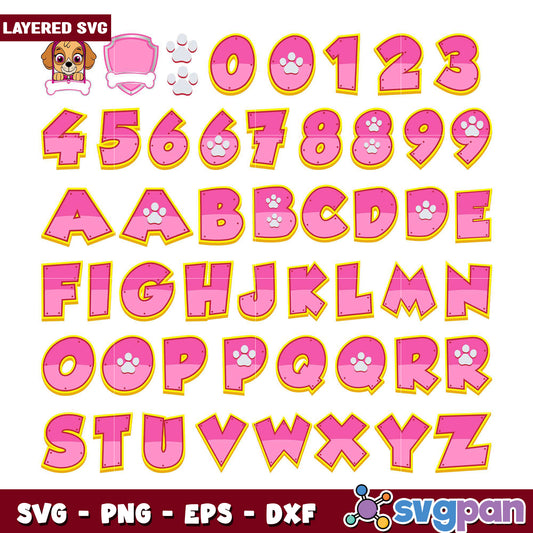 Layered Puppy Paw Print Alphabet SVG Bundle