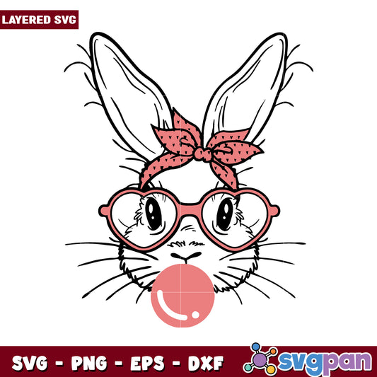 Layered Rabbit SVG with Glasses, Perfect for Creative Projects