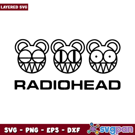 Layered Radiohead SVG design for creative projects, ideal for fans