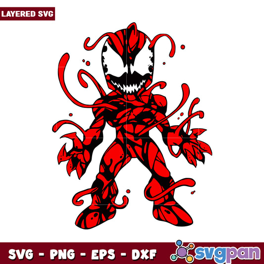 Layered Red Character SVG Design, Ideal for Creative Projects