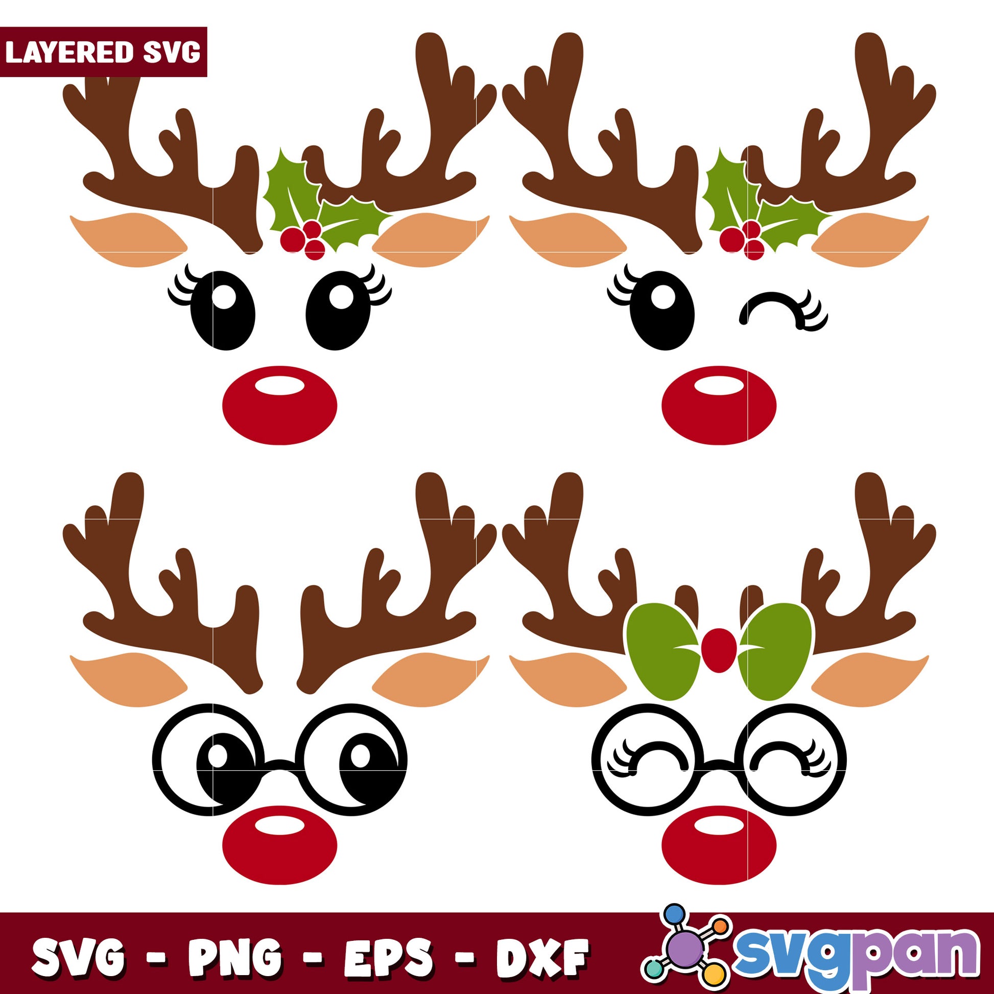 Layered Reindeer SVG Bundle Christmas Crafts