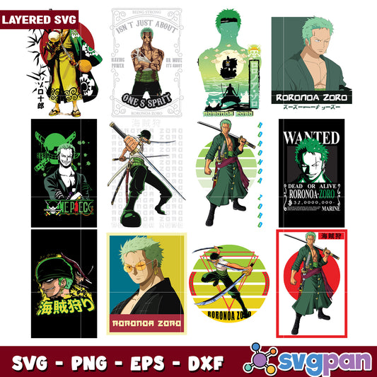 Layered Roronoa Zoro SVG Bundle