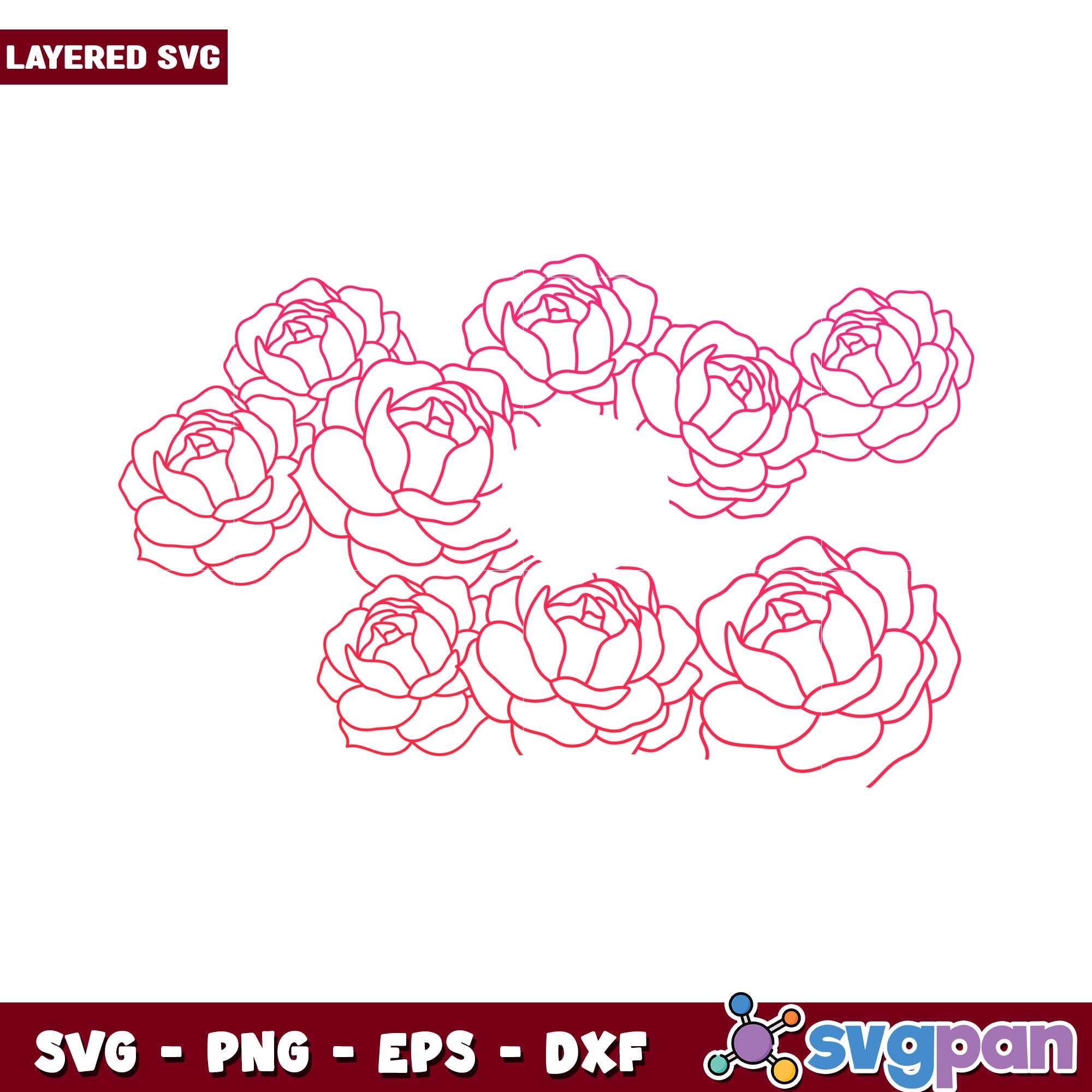 Laying Roses Svg Layered Rose SVG Design for Craft Projects, Perfect for Cutting Machin ...
