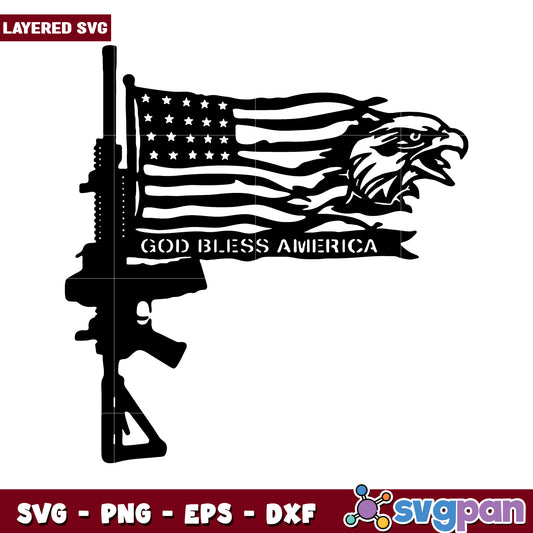 Layered SVG American Flag and Eagle Design, Perfect for Crafting Projects