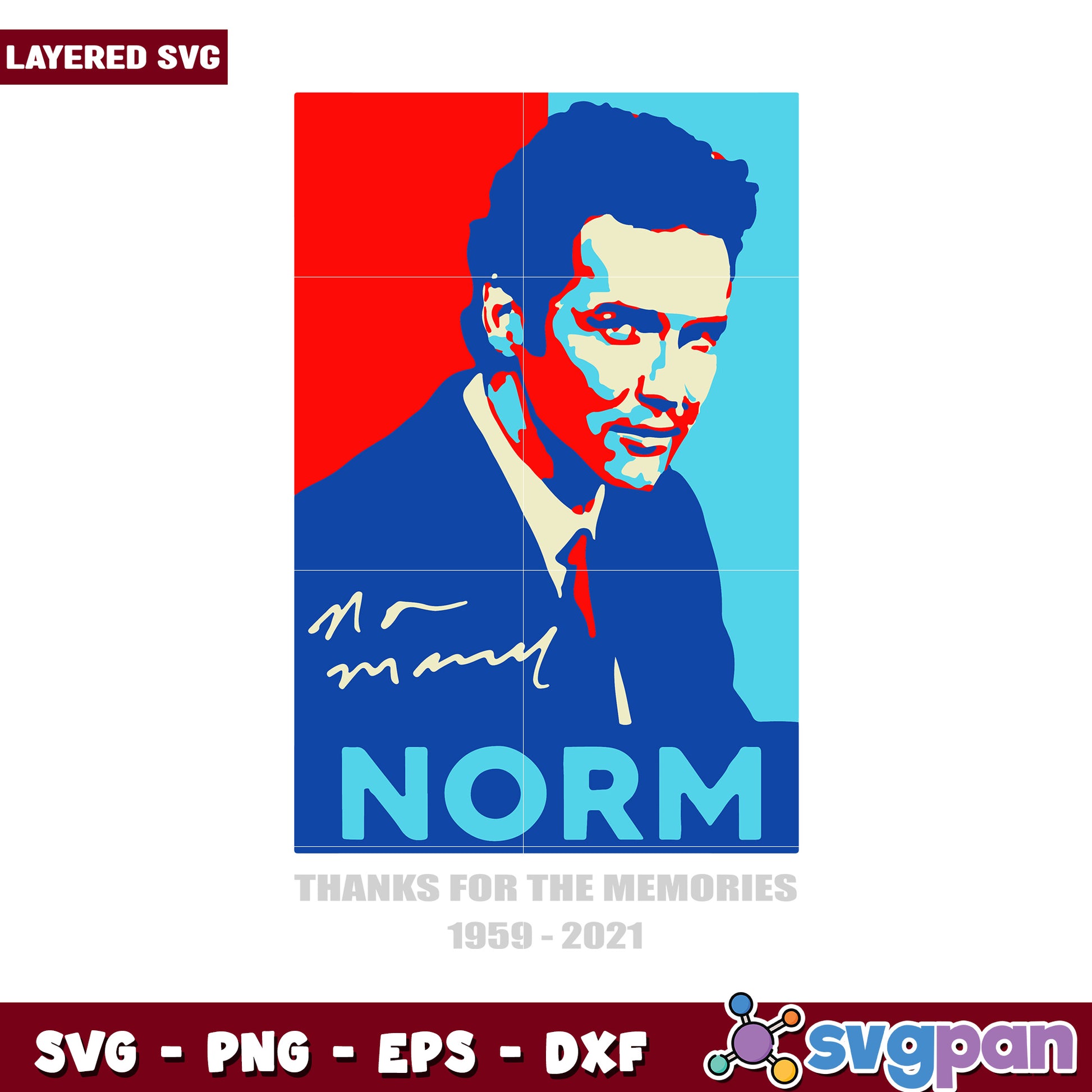 Layered SVG Artwork of Norm Macdonald, Celebrate His Legacy 1959-2021