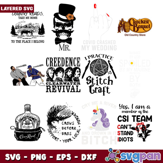 Layered SVG Bundle 10 Designs for Cricut