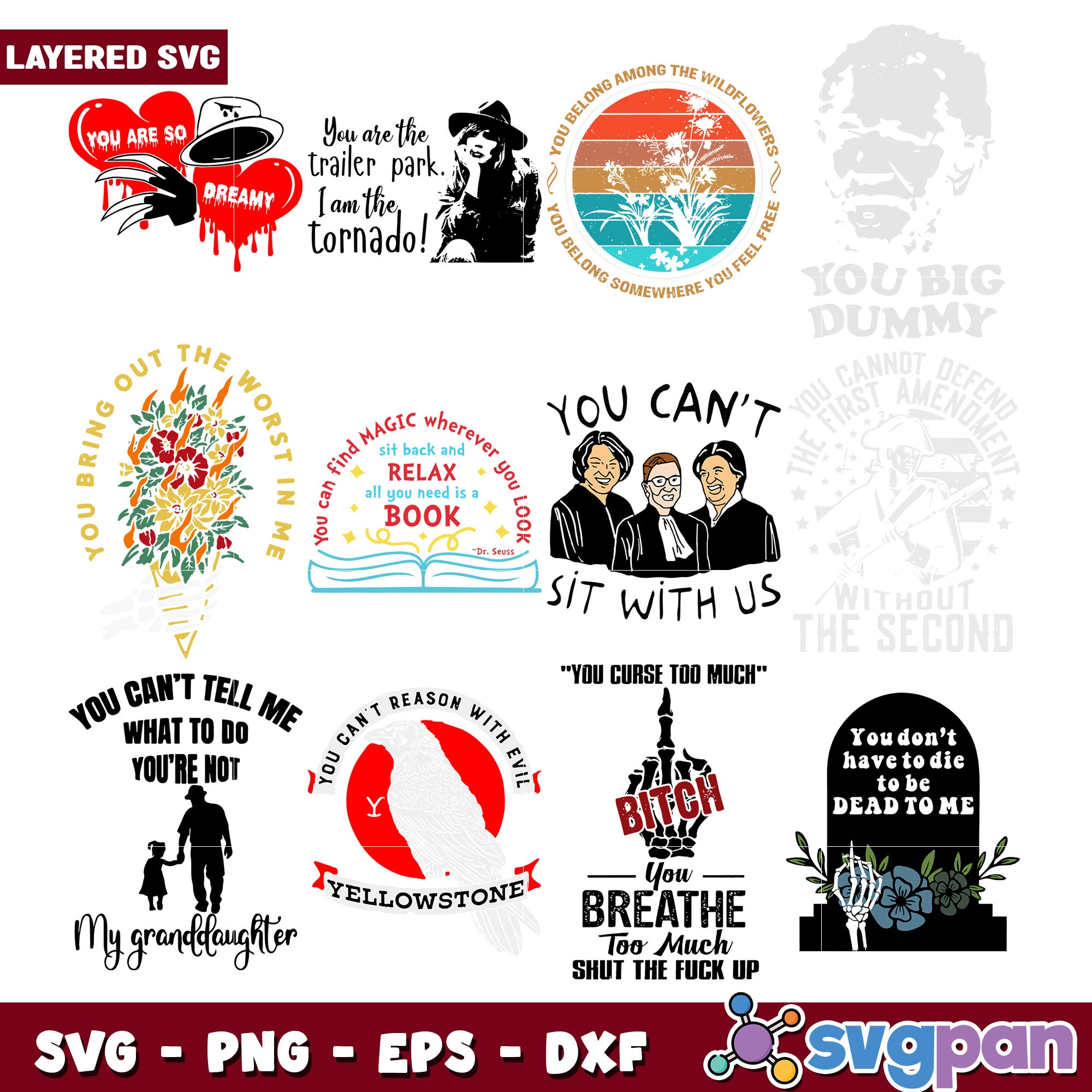 Layered SVG Bundle 10+ Funny & Sarcastic Designs – svgpan