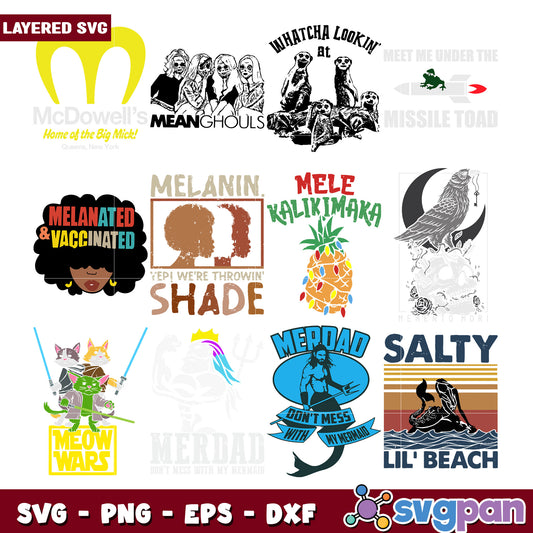 Layered SVG Bundle 12 Funny Designs