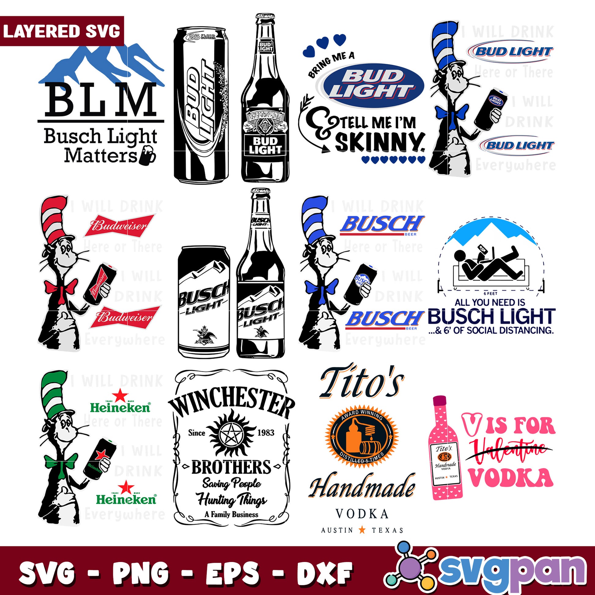 Layered SVG Bundle Beer & Cat Designs