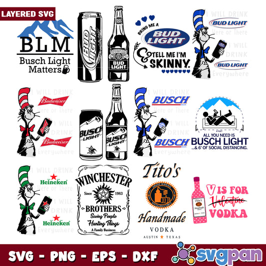 Layered SVG Bundle Beer & Cat Designs