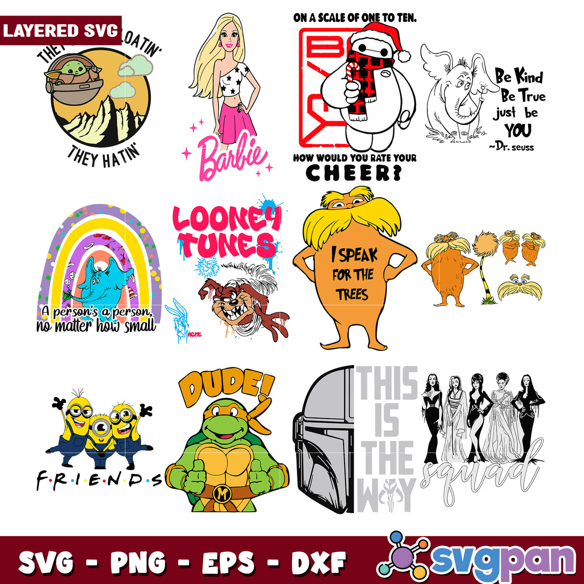 Chartoon Svg Layered SVG Bundle Cartoon & Movie Designs – svgpan