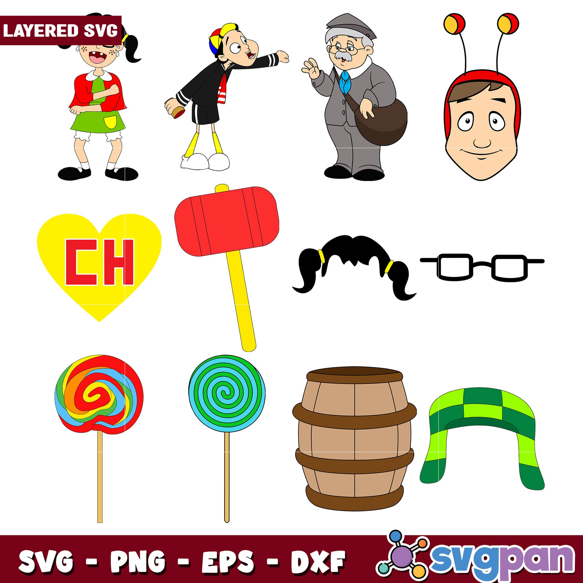 Layered SVG Bundle Chiquititas Characters & Items