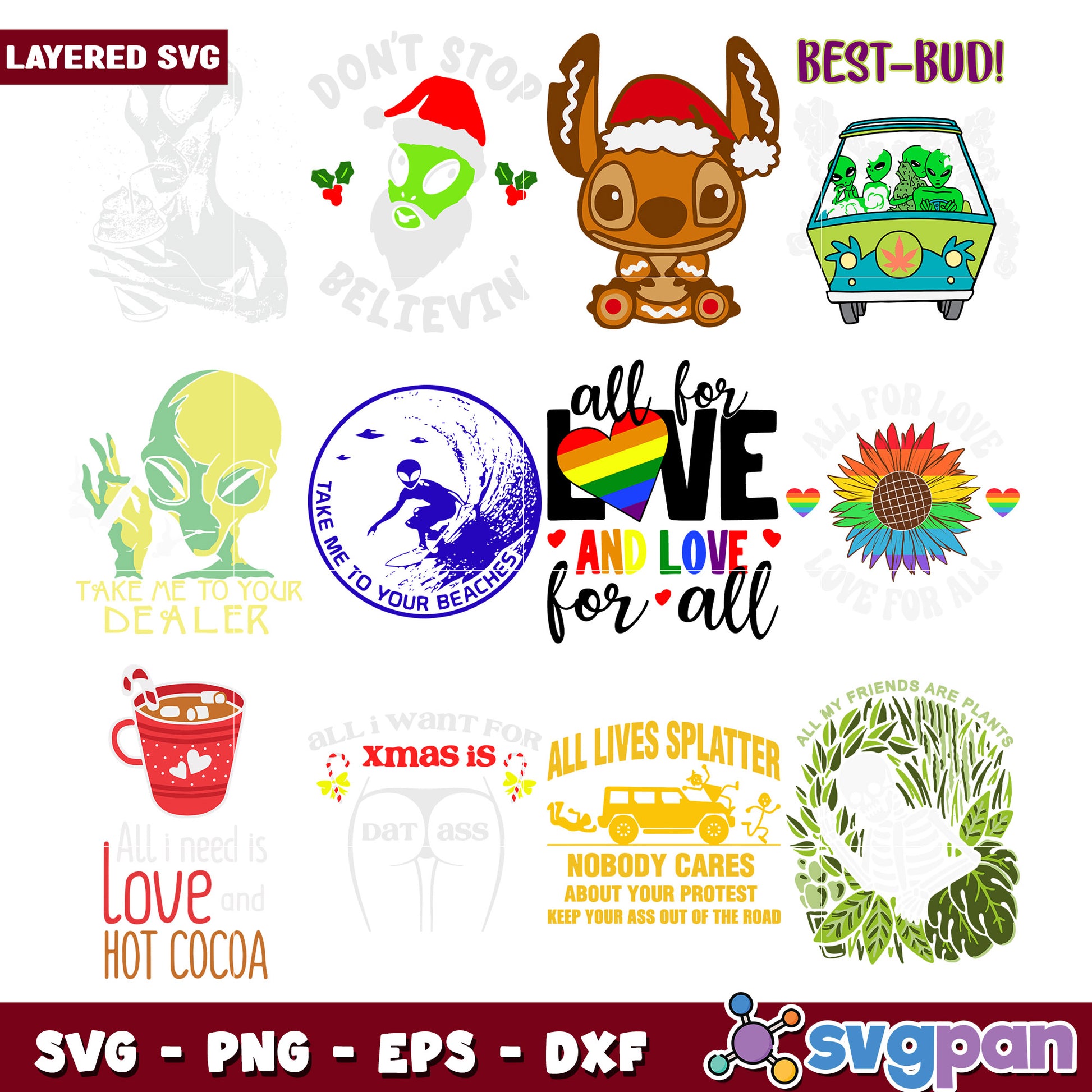 Layered SVG Bundle Christmas & More
