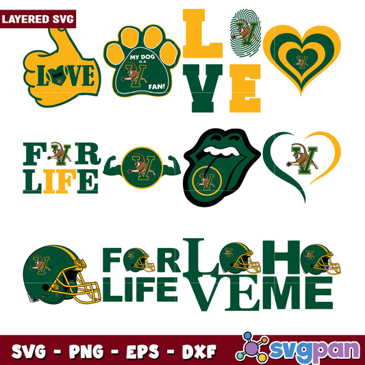 Layered SVG Bundle College Team Love Designs