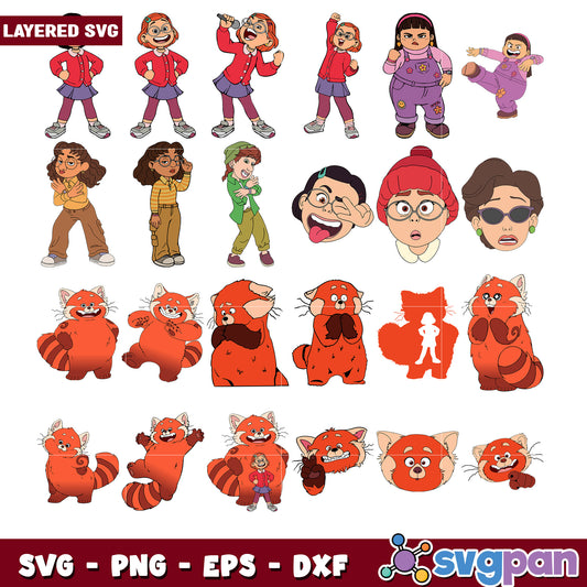 Layered SVG Bundle Cute Characters and Red Pandas