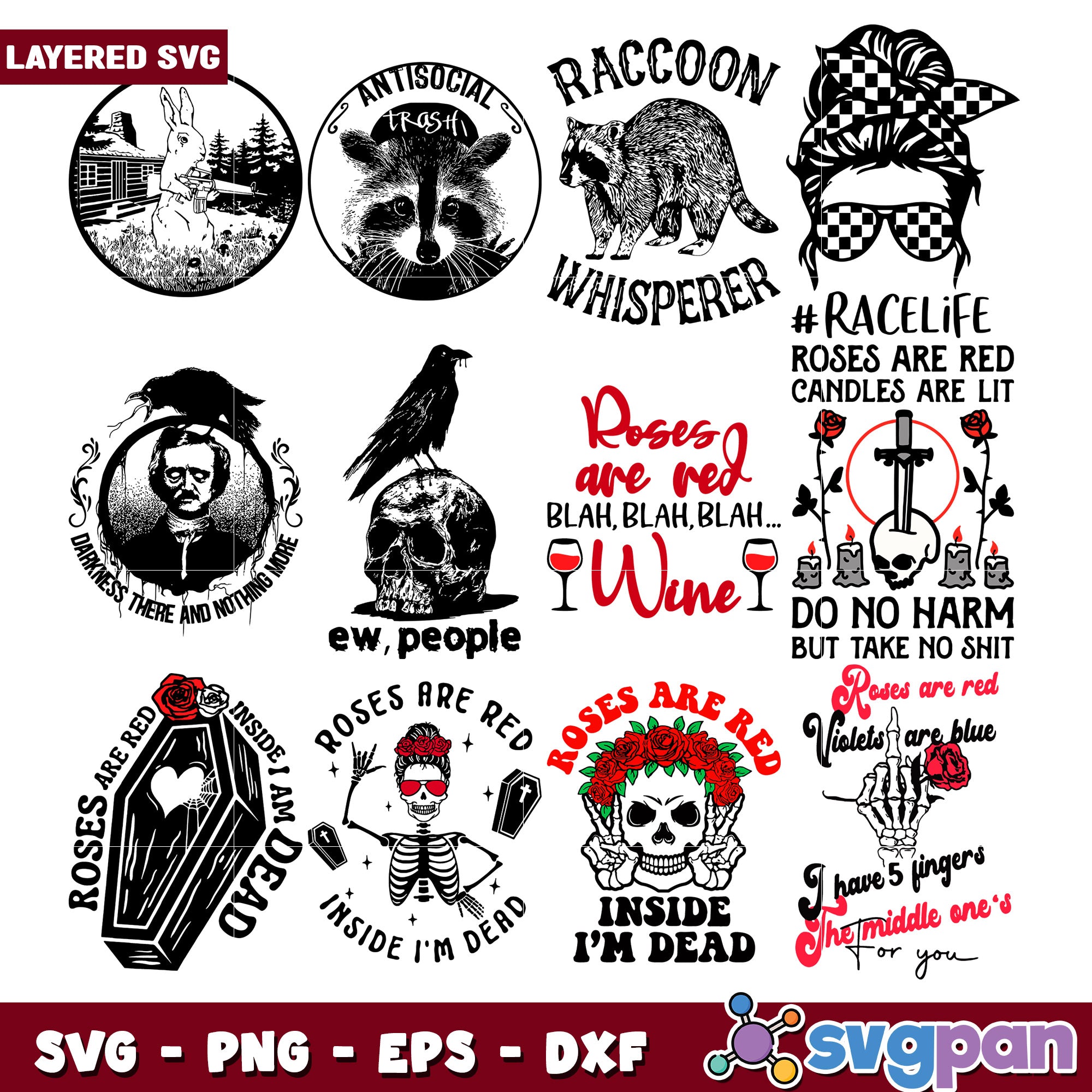 Fun Rude Svg Textures Layered SVG Bundle Dark Humor Designs – svgpan