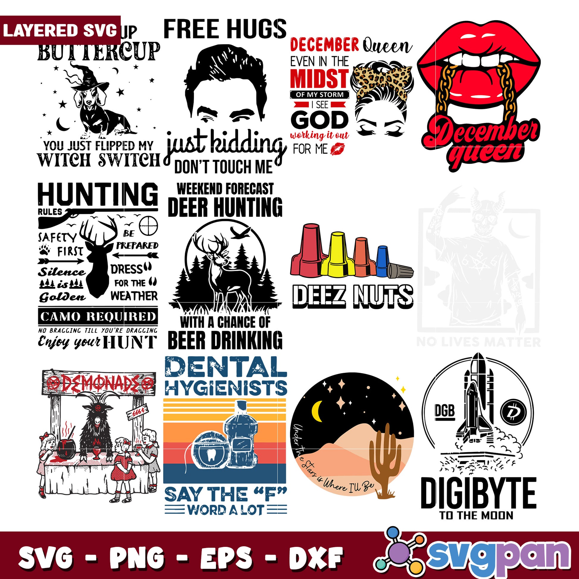 Layered SVG Bundle Designs & Quotes