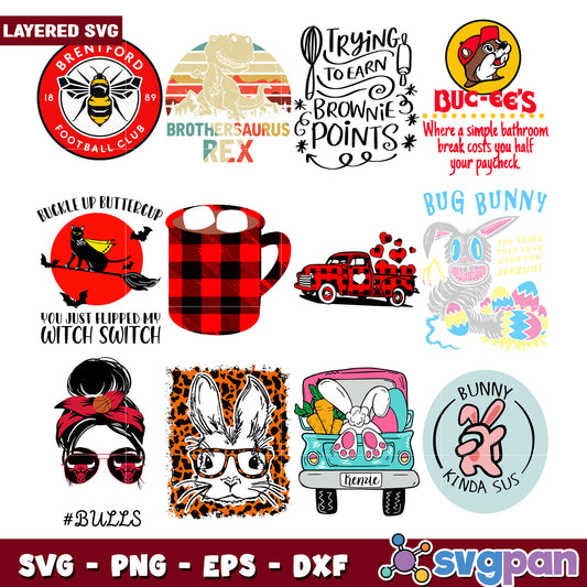 Layered SVG Bundle Easter, Football, & More